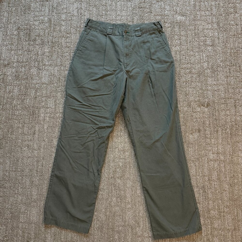 Tommy Hilfiger Men's Pleated Front Olive Green Khaki Dress Pants Size 34x32